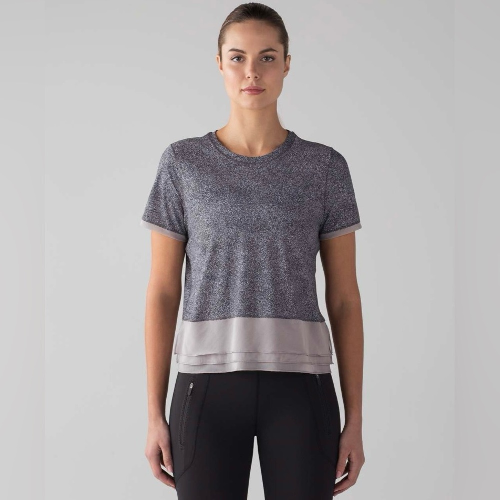 Lululemon Sole Training Short Sleeve, Sea Spray Alpine White Dark Chrome, 8